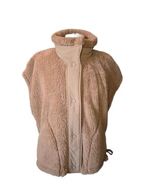 NWT FP Movement Scout It Out Fleece Vest Twig Brown Tan Snap Closure Size Large